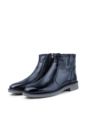 Ducavelli Bristol Genuine Leather Non-slip Sole Zipper Chelsea Daily Boots Navy Blue.