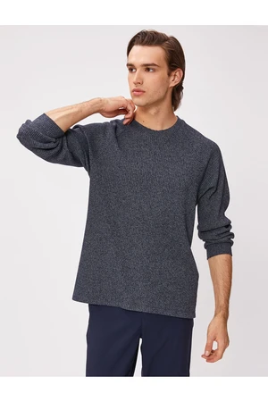 Koton Marked Sweater Crew Neck Slim Fit Long Sleeved