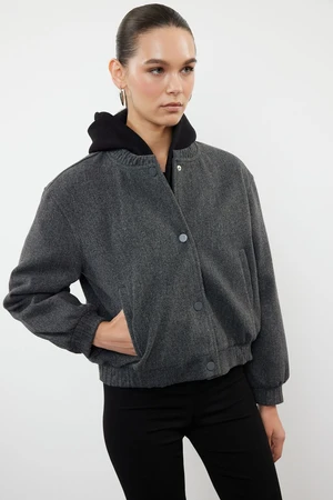 Trendyol Anthracite Stamp Bomber Jacket Coat