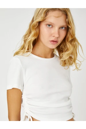 Koton Crop Pleated T-Shirt Short Sleeves