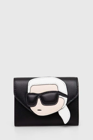 Kožená peňaženka Karl Lagerfeld dámska, čierna farba, 245W3214