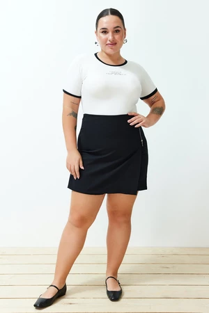 Trendyol Curve Black Zipper Detailed Short Skirt