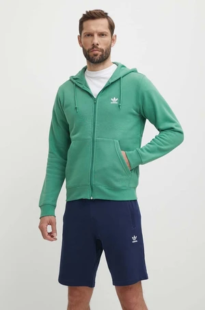 Mikina adidas Originals pánska, zelená farba, s kapucňou, jednofarebná, IR7841