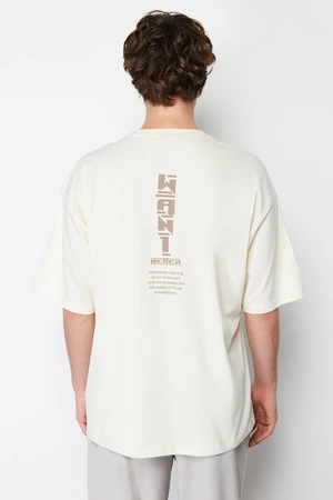 Trendyol Stone Oversize/Wide Cut Back Printed 100% T-shirt