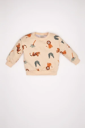 DEFACTO Baby Boy Regular Fit Crew Neck Animal Printed Sweatshirt