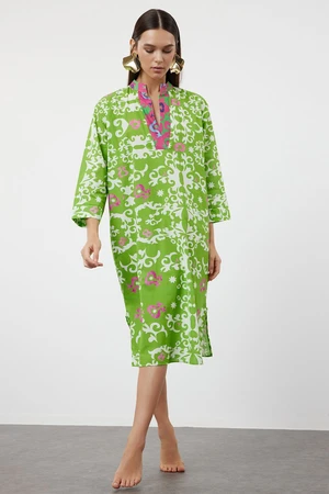 Trendyol Ethnic Patterned Midi Woven 100% Cotton Beach Dress