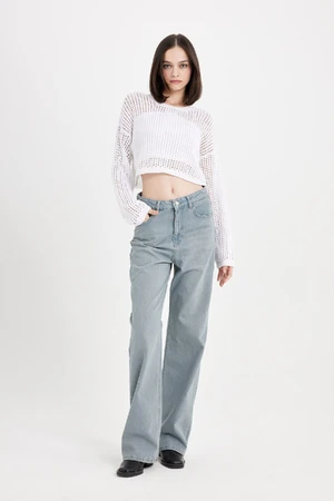 DEFACTO 90's Wide Leg High Waist Long Jean Washed Trousers