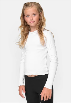 Girls' Long Sleeved Short Rib White