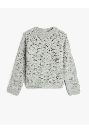 Koton Knit Sweater Openwork Round Neck Long Sleeve