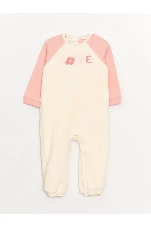 LC Waikiki Crew Neck Long Sleeve Plush Baby Girl Jumpsuit