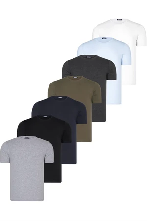 SET OF SEVEN T8569 DEWBERRY BICYCLE COLLAR T-SHIRT-BLACK-WHITE-NAVY-ANTHRACITE-BLUE-KHAKI-GREY