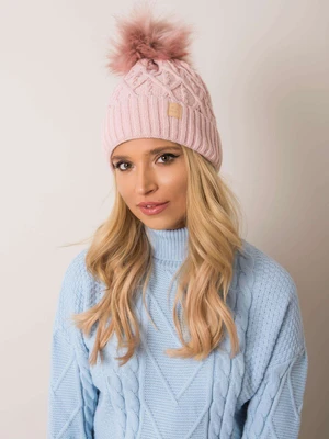 Light pink hat with pompom from RUE PARIS