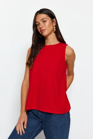 Trendyol Red Sleeveless Regular Crew Neck Knitted Blouse Crepe