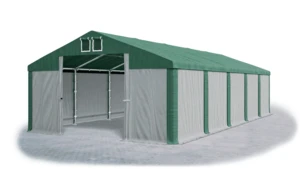 Garážový stan 6x8x3,5m střecha PVC 560g/m2 boky PVC 500g/m2 konstrukce ZIMA Zelená Šedá Zelené