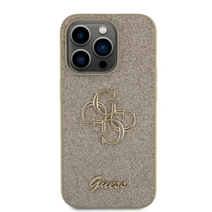 Zadní kryt Guess PU Fixed Glitter 4G Metal Logo pro Apple iPhone 15 Pro, zlatá