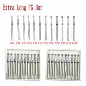 10pcs/pack Extra Long Dental Diamond Burs 25mm FG Dia-burs 1.6mm Shank for High Speed Handpiece Burs Dentist Tools