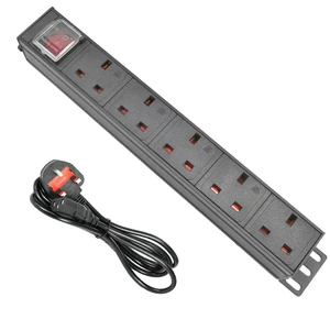 PDU Power Distribution Unit for Cabinet Strip Socket 5 way UK Plug Outlets C14 port