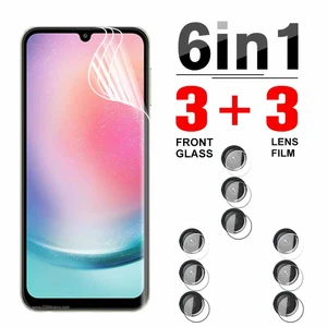 6in1 Hydrogel Film For Samsung Galaxy A24 4G Full Cover Front Soft Film SamsungA24 Sumsung A 24 24A Camera Lens Screen Protector