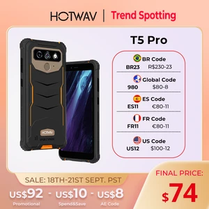 HOTWAV T5 Pro 4G Rugged Smartphone Android 12 OS MTK6761 6.0 Inch Screen 4GB 32GB 7500mAh Massive Battery 13MP Main Camera 2022