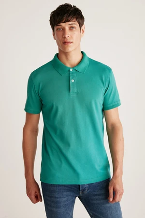 GRIMELANGE Chris Regular Green Single Collar Polo T-shirt