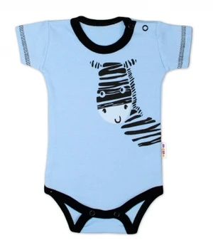 Body krátký rukáv Baby Nellys, Zebra - modré, vel. 74 (6-9m)