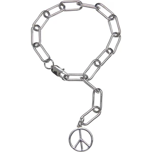 Y Chain Peace Pendant Bracelet Silver