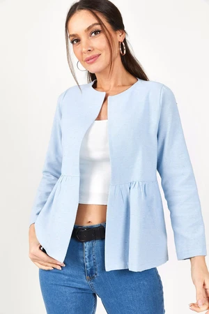 armonika Women's Baby Blue Jacket with Pleated Waist