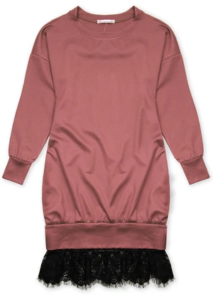 Sweatshirtkleid mit Spitze Rosa