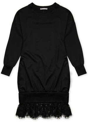 Sweatshirtkleid mit Spitze Schwarz