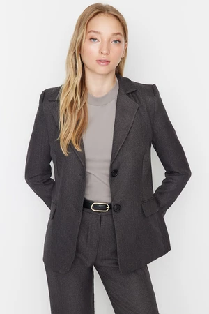 Trendyol Gray Jacket with Woven Buttons