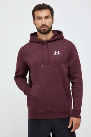 Mikina Under Armour pánská, vínová barva, s kapucí, s potiskem, 1373880