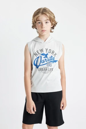 DEFACTO Boy's Hooded Printed Undershirt