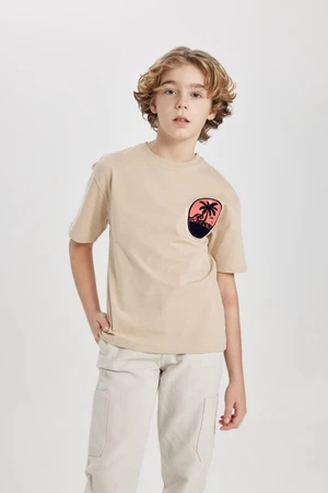 DEFACTO Boy's Oversize Fit Crew Neck Printed Short Sleeve T-Shirt