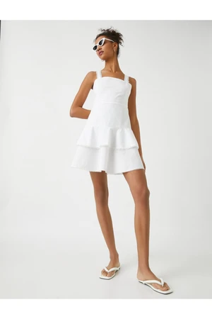 Koton Strappy Mini Ruffle Cotton Dress