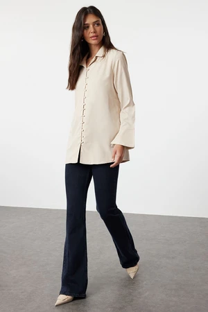 Trendyol Beige Cuff Detailed Woven Shirt