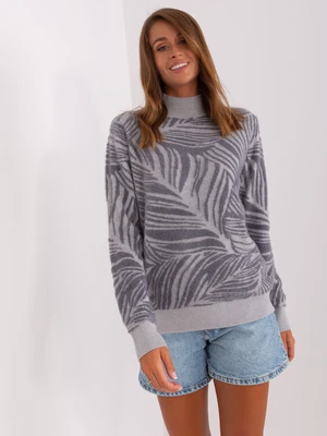 Grey lady's turtleneck with cuffs