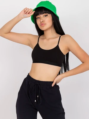 Black sports crop top with padded cups