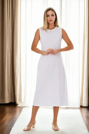 E4385 Dewberry Womens Long Dress-WHITE