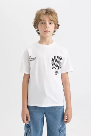 DEFACTO Boy's Crew Neck Printed Short Sleeve T-Shirt