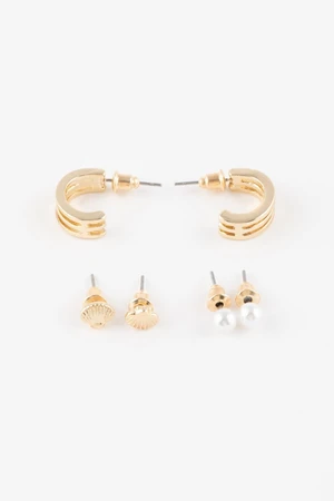 DEFACTO Woman's 3-Piece Gold Earring