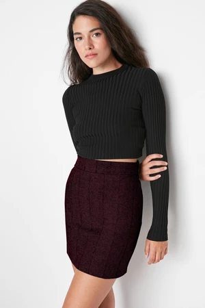 Trendyol Burgundy A-line Stitching Fabric Mini Woven Skirt