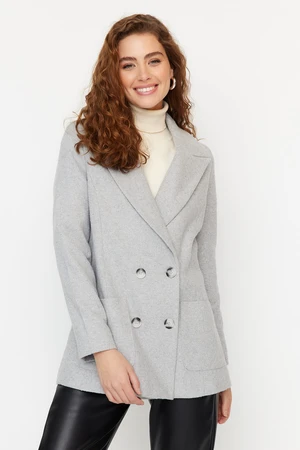 Trendyol šedý knoflík uzávěr Cachet Coat