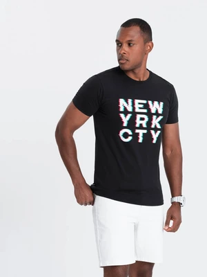 Ombre Men's printed cotton t-shirt - black