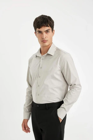 DEFACTO Modern Fit Polo Collar Poplin Long Sleeve Shirt