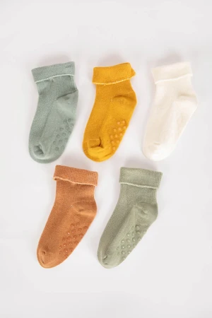 DEFACTO Baby Girl Non-Slip Sole 5-Pack Cotton Long Socks