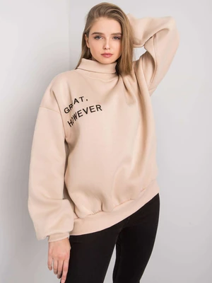 Beige insulated turtleneck sweatshirt