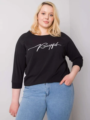 Women's black blouse with inscription