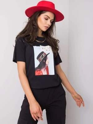 Women's black t-shirt with print