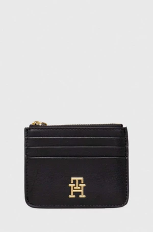 Peňaženka Tommy Hilfiger dámska, čierna farba, AW0AW16016