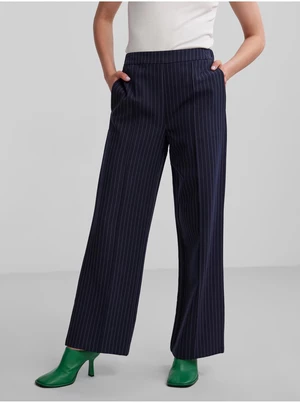 Dark Blue Women's Striped Wide Trousers Pieces Bossy - Women's